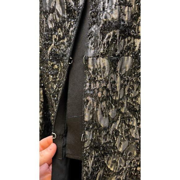 St John Couture Metallic Black Evening Coat Textured Beaded Design 10 - Picture 7 of 9
